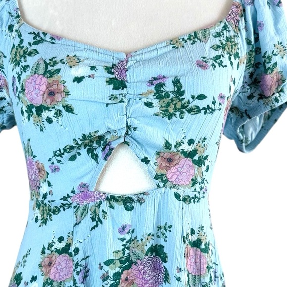 SO Women’s Blue Maxi Sundress with Puff Sleeves Size S - Picture 3 of 9